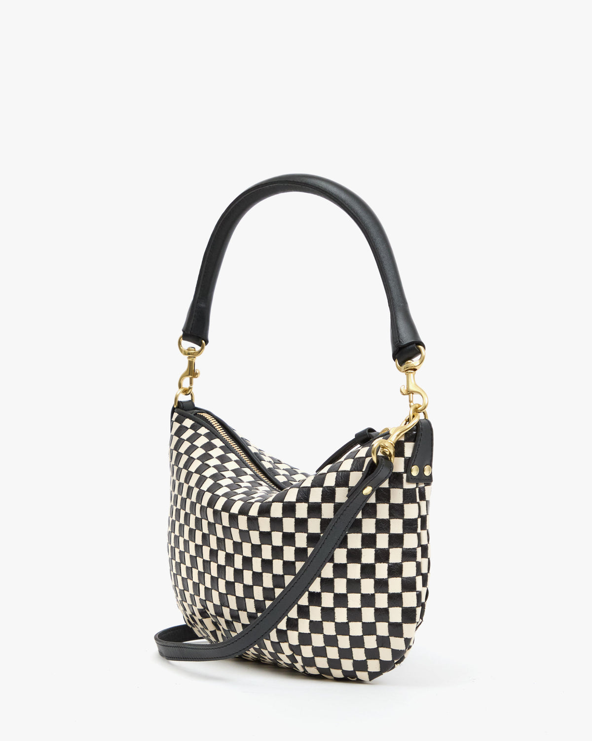Black & Cream Woven Checker Petit Moyen Back View