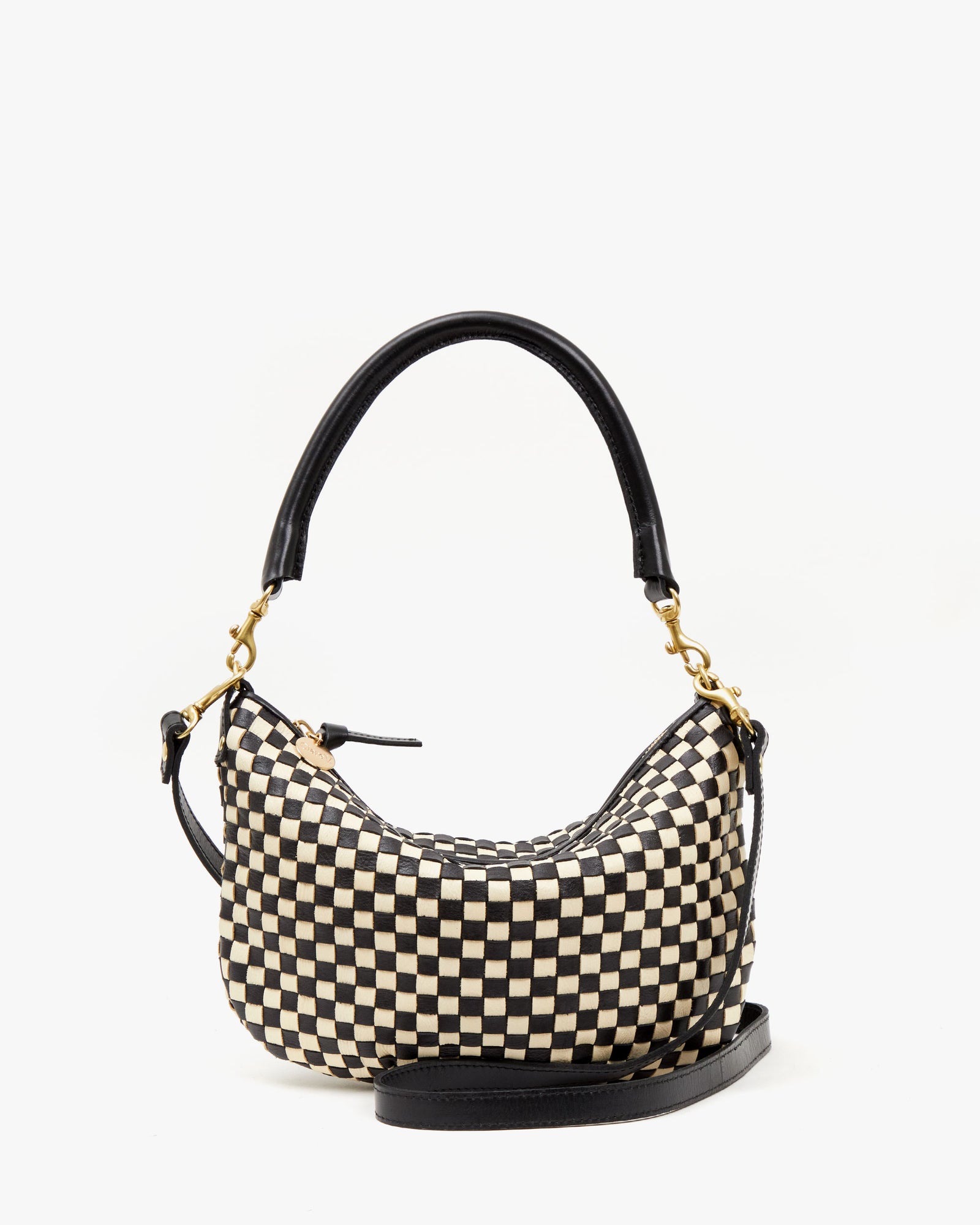 TWENTY FOUR White Checkered Handbags Leather Shoulder Tote bag