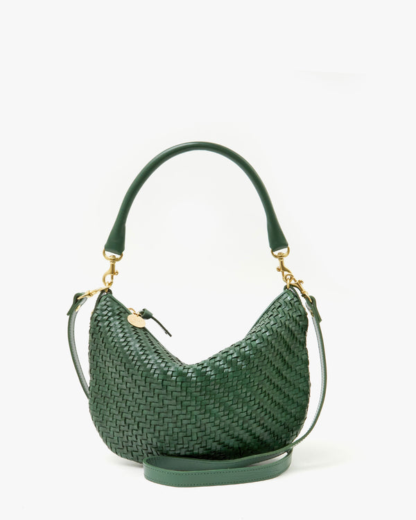 Clare V. - Moyen Messenger in Evergreen Woven Zig-Zag