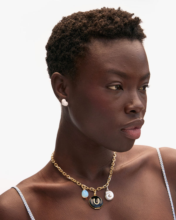 Petit Mylar Heart Earrings on Dija