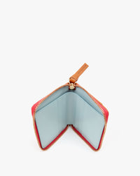 interior of the Cuoio with neon pink  stripe Petit Zip Wallet