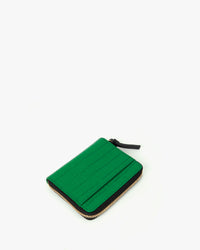 Greenlake Mini Croco Petit Zip Wallet laying on its side