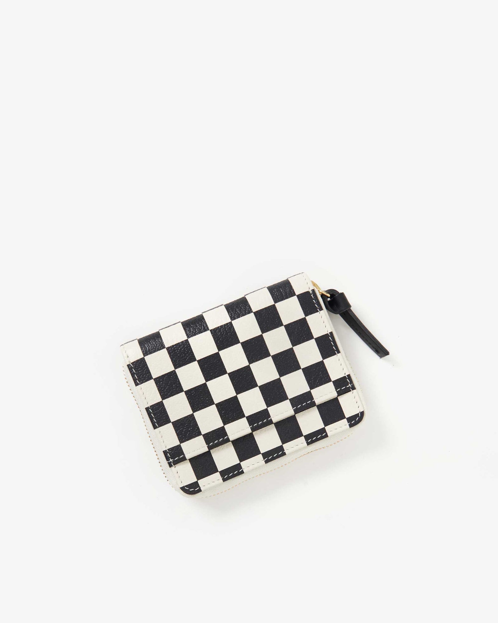 back image of the Black & Cream Checkers Petit Zip Wallet