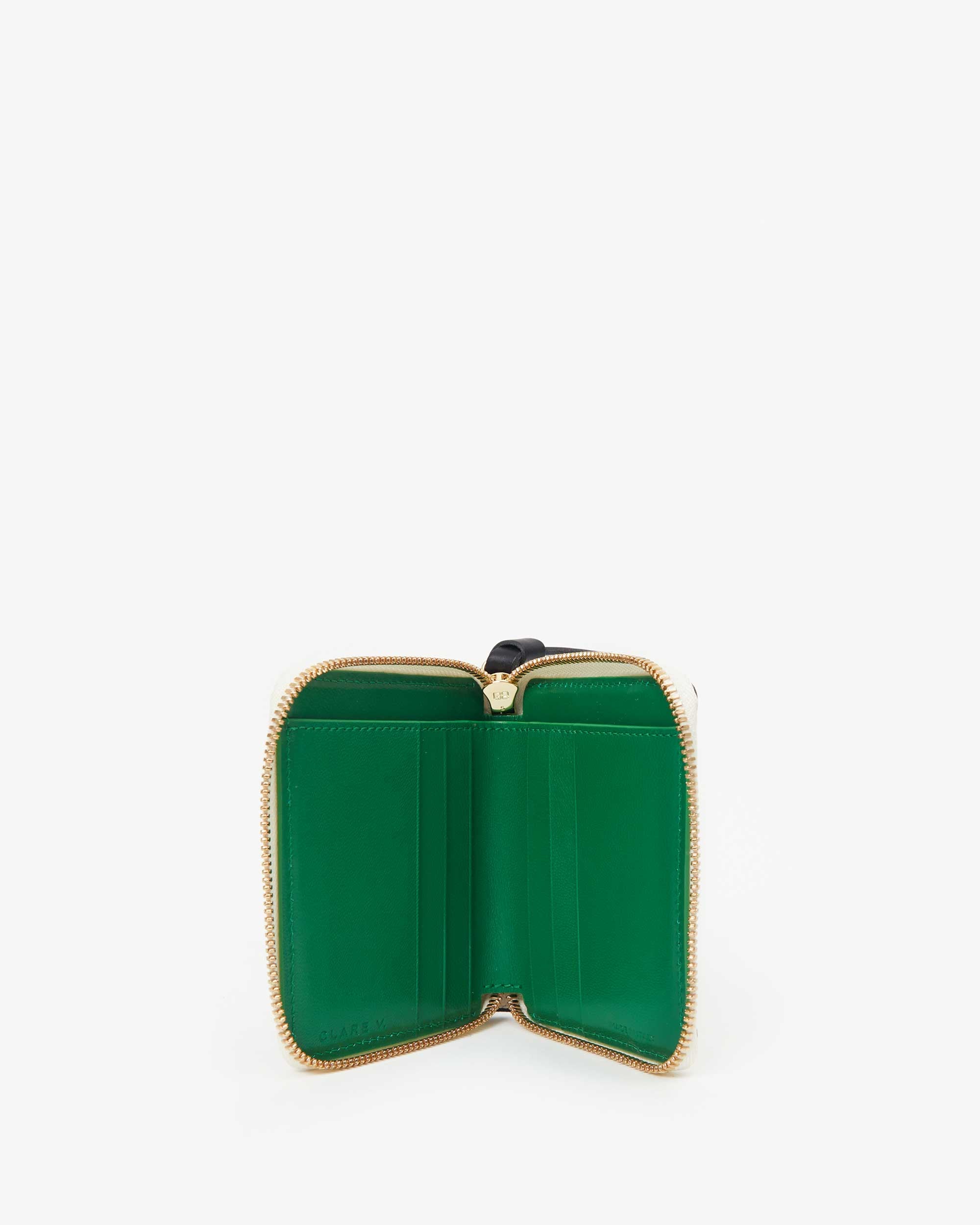 interior of the Black & Cream Checkers Petit Zip Wallet