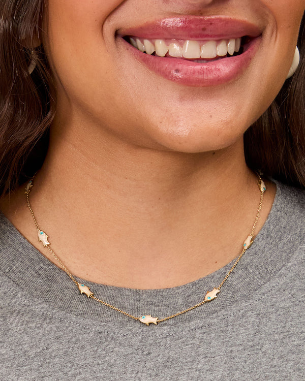 Petite Pearl Sardine Chain on model