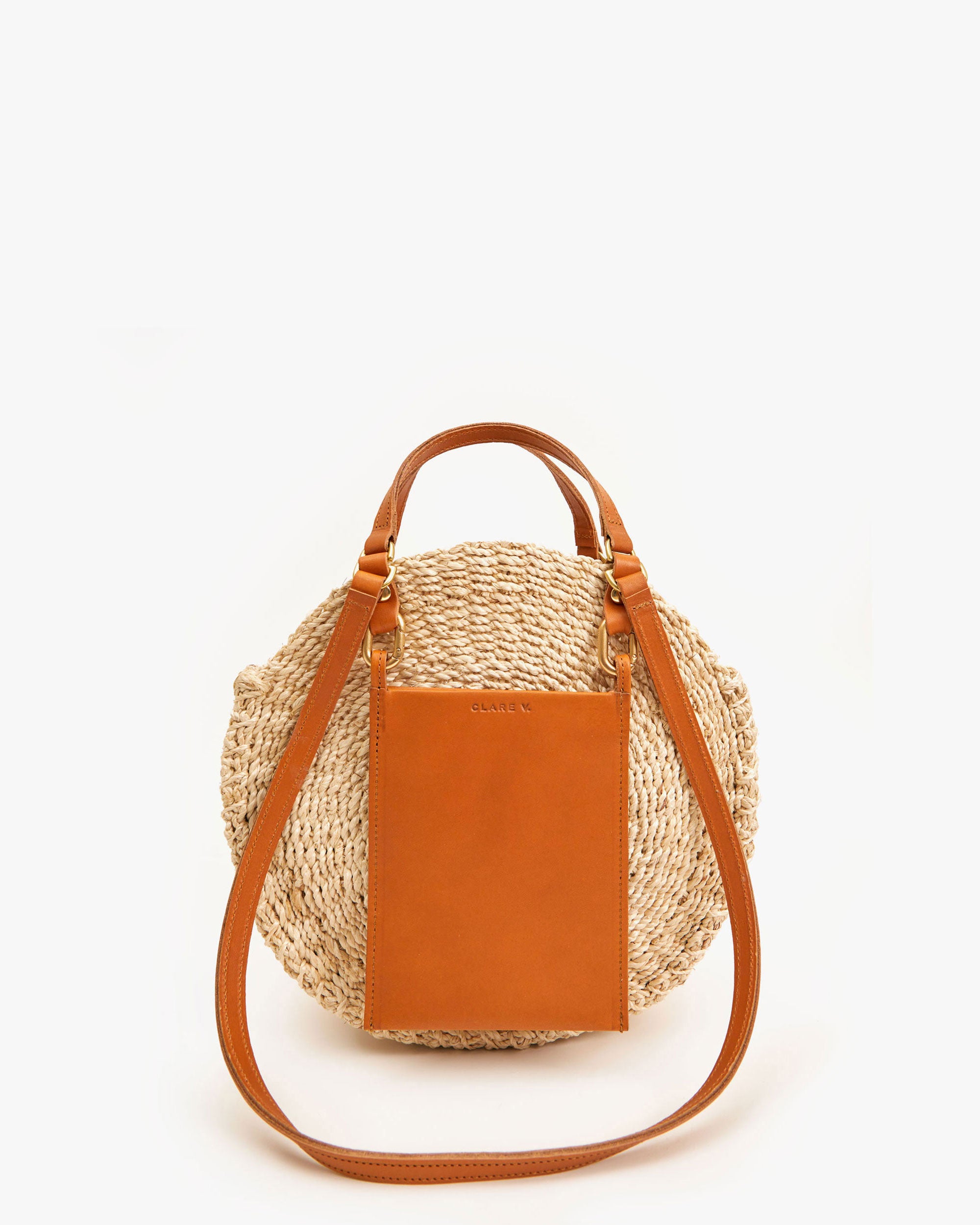 Clare V. Woven Leather Handle Bag - Brown Handle Bags, Handbags