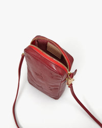 Interior View of Oxblood w/ Tiger Deboss Poche Sportif
