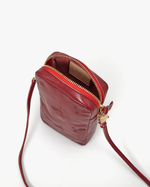 Interior View of Oxblood w/ Tiger Deboss Poche Sportif