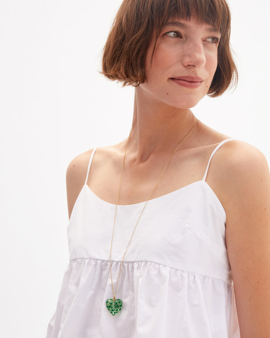 Polka Dot Heart Charm on Chain Necklace