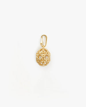 Vintage Gold Rattan Egg Charm