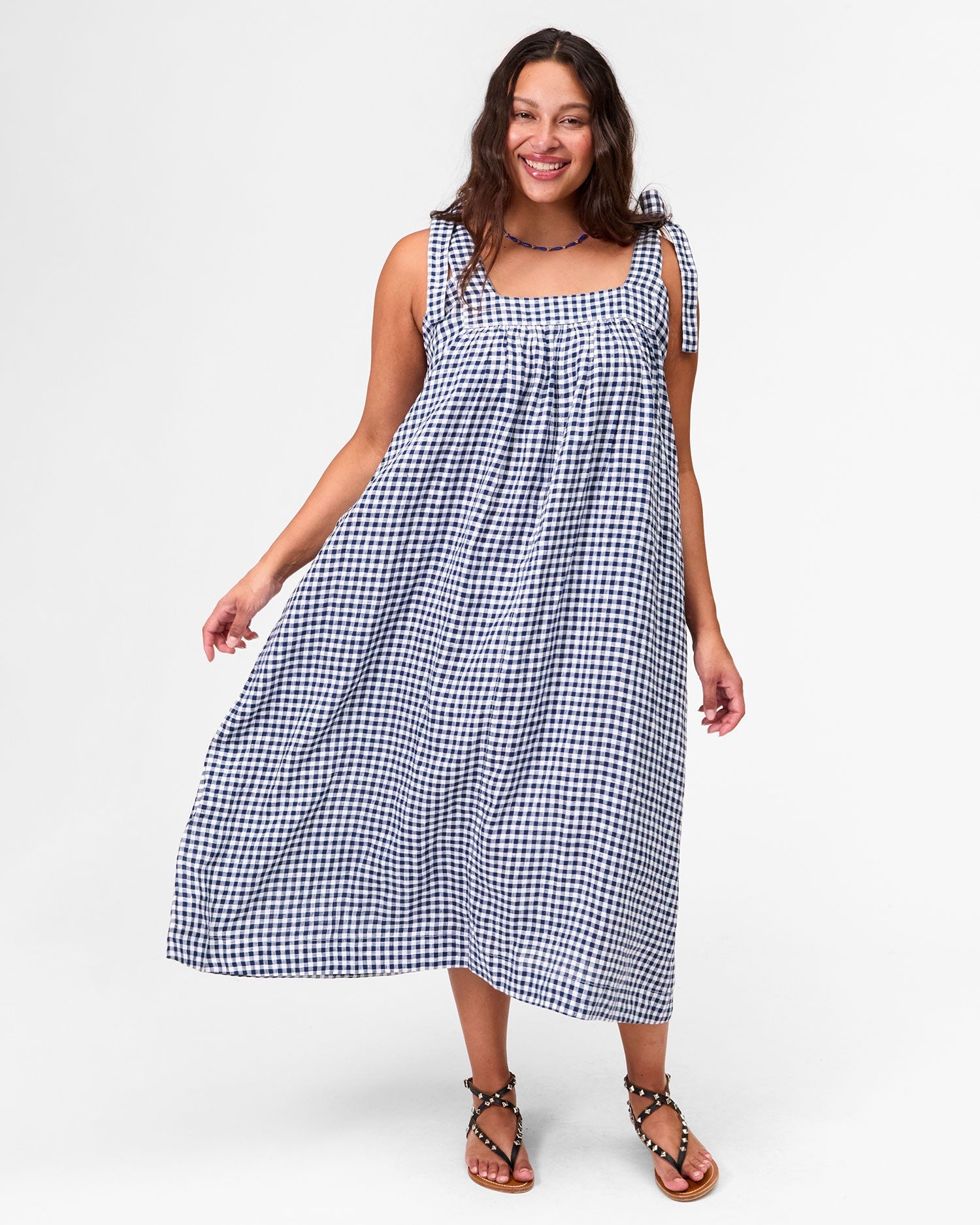 Clare V. Rosalie Dress Navy/white Linen Gingham Clare V. Rosalie Dress Navy/white Linen Gingham