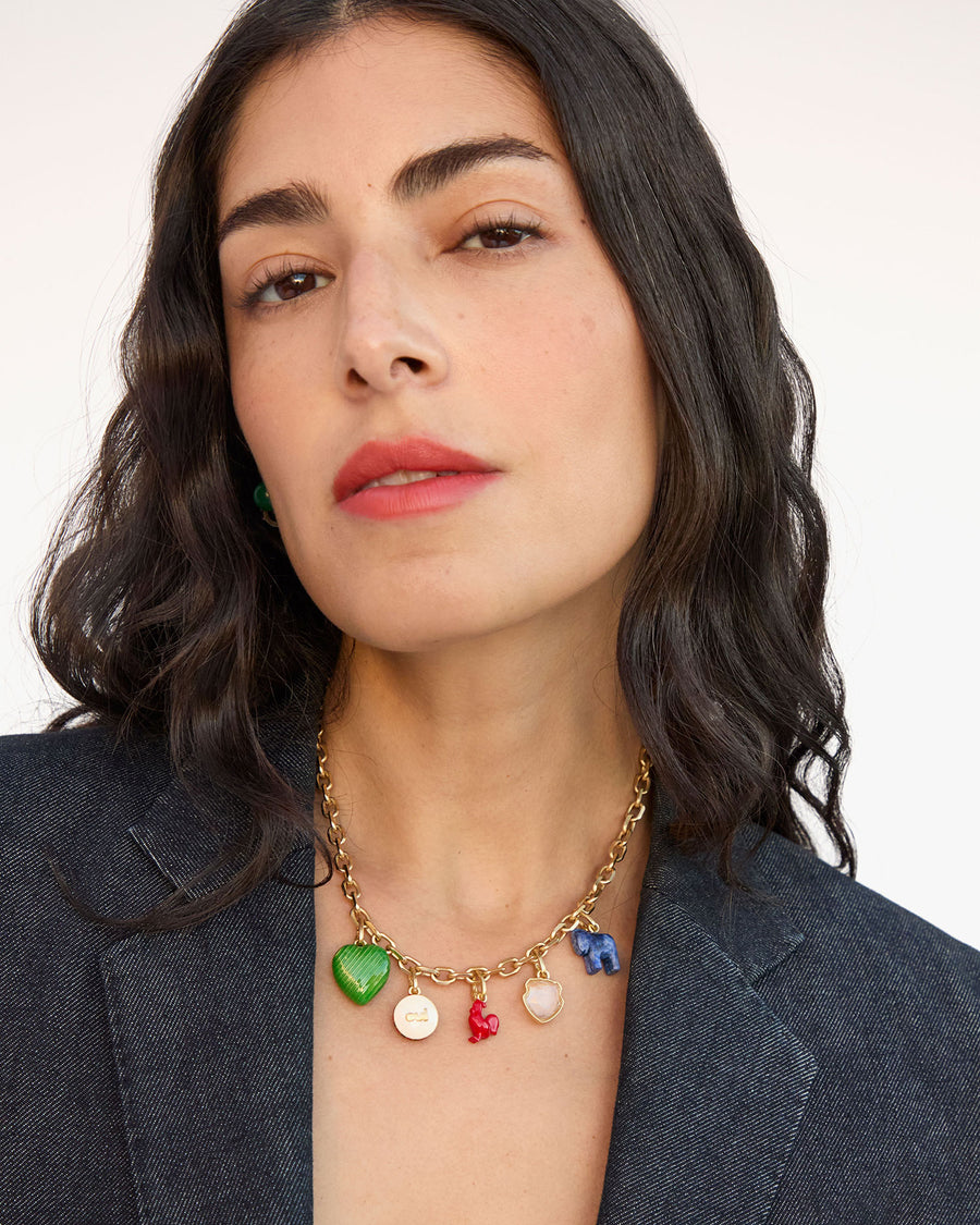 Crest Charm on Charm Chain Necklace