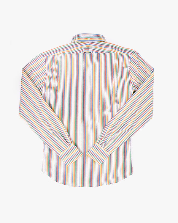 Back Flat of the Steven Alan Single Needle Shirt in Multi Seersucker