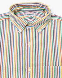 Detail Flat of the Steven Alan Single Needle Shirt in Multi Seersucker