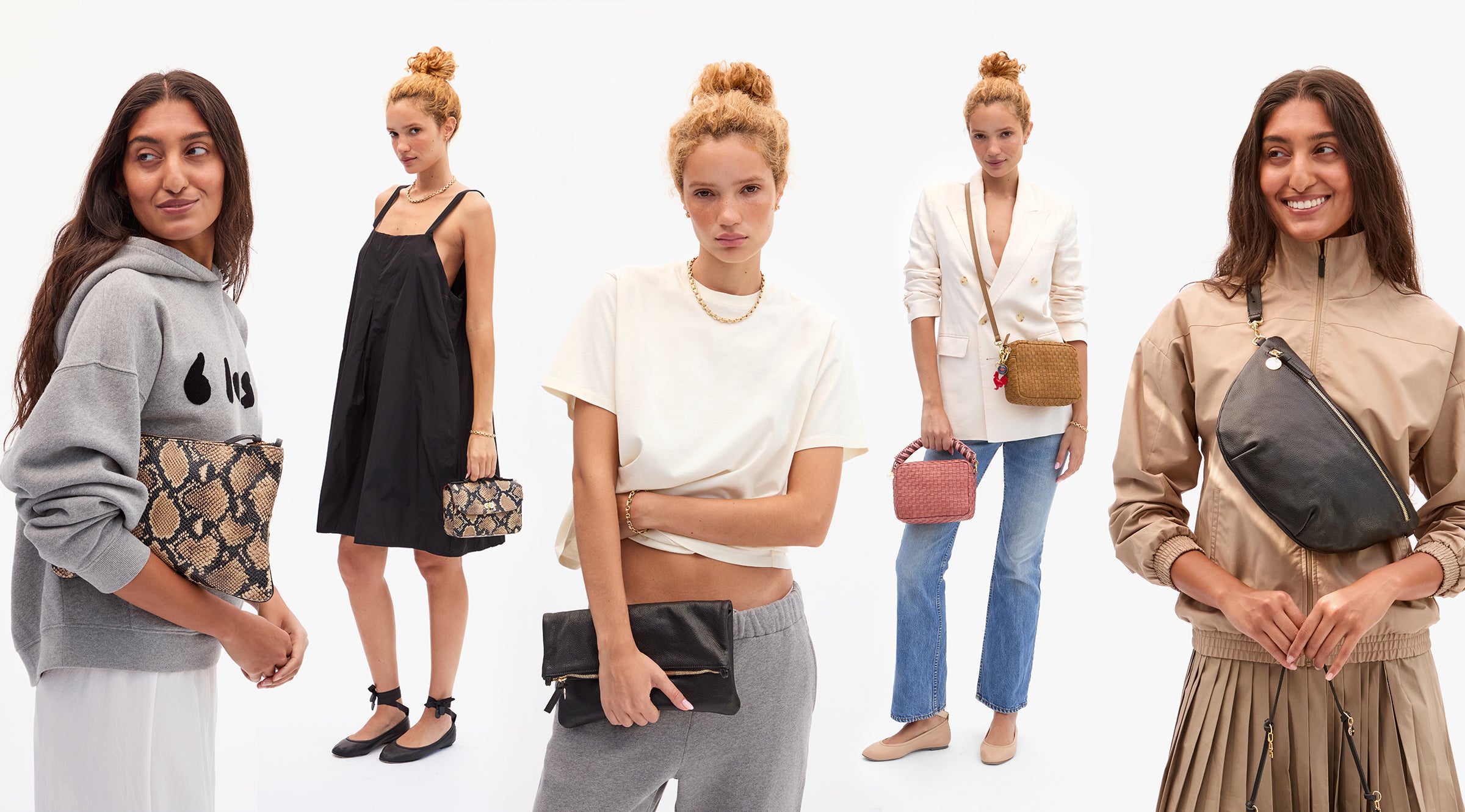 Models carrying assortment of bags from our spring collection.