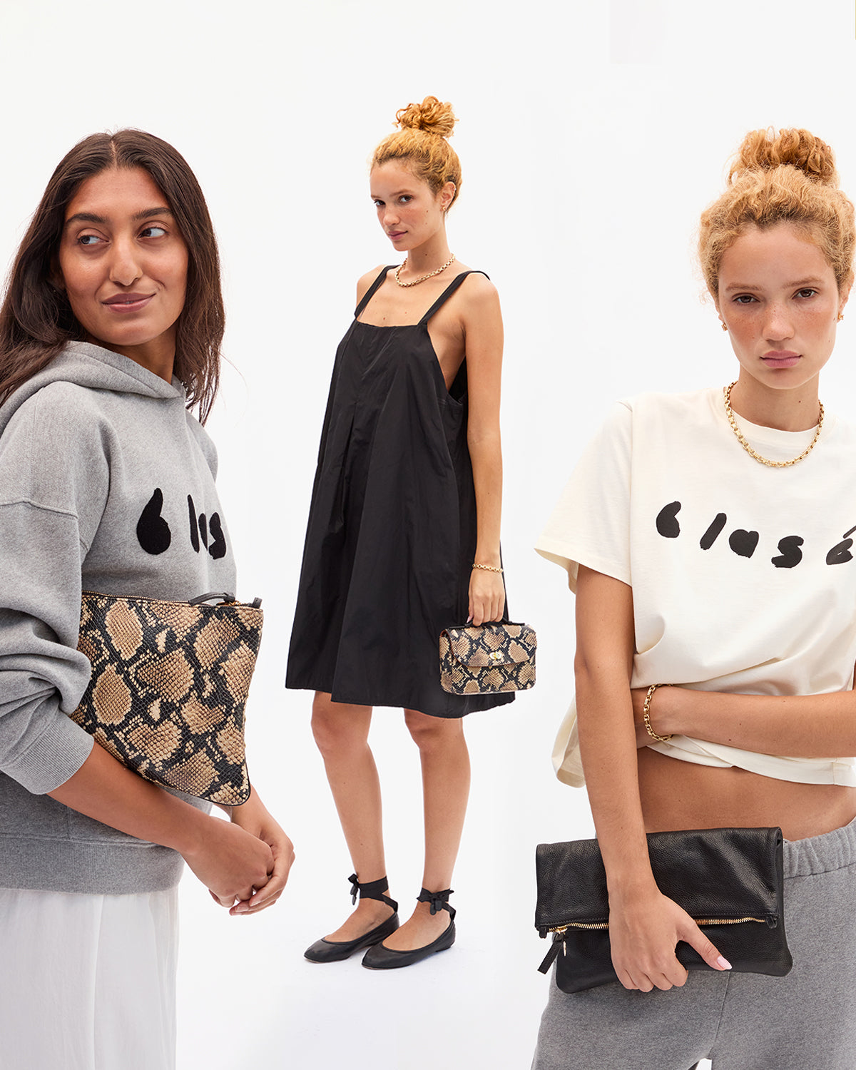 Models carrying assortment of bags from our spring collection.