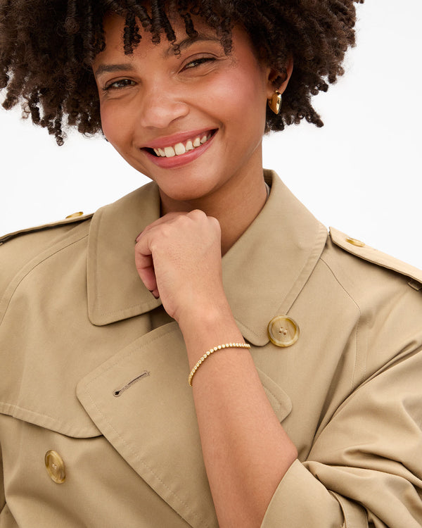 Lenny wearing Sapphire Bezel Bracelet