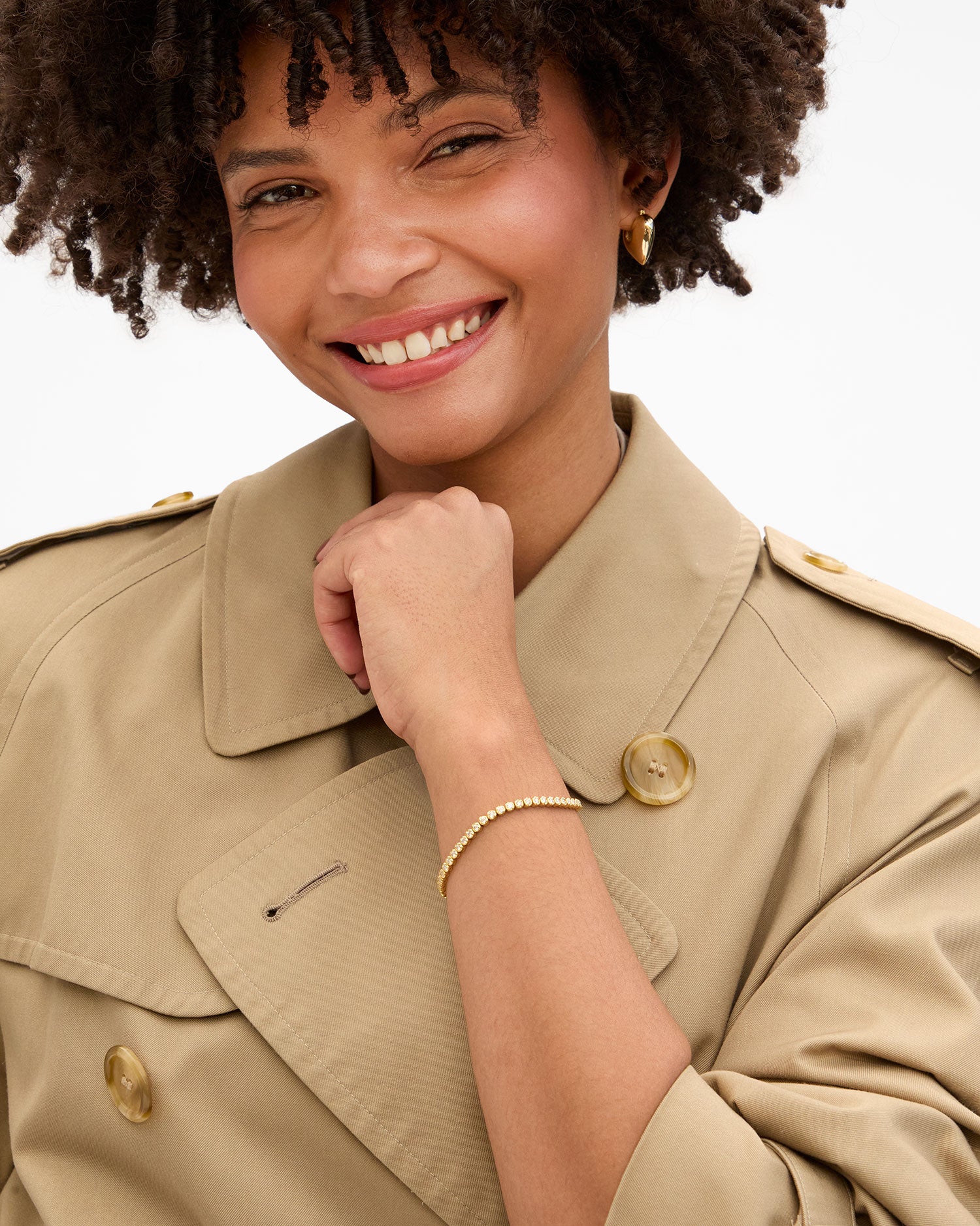 Lenny wearing Sapphire Bezel Bracelet