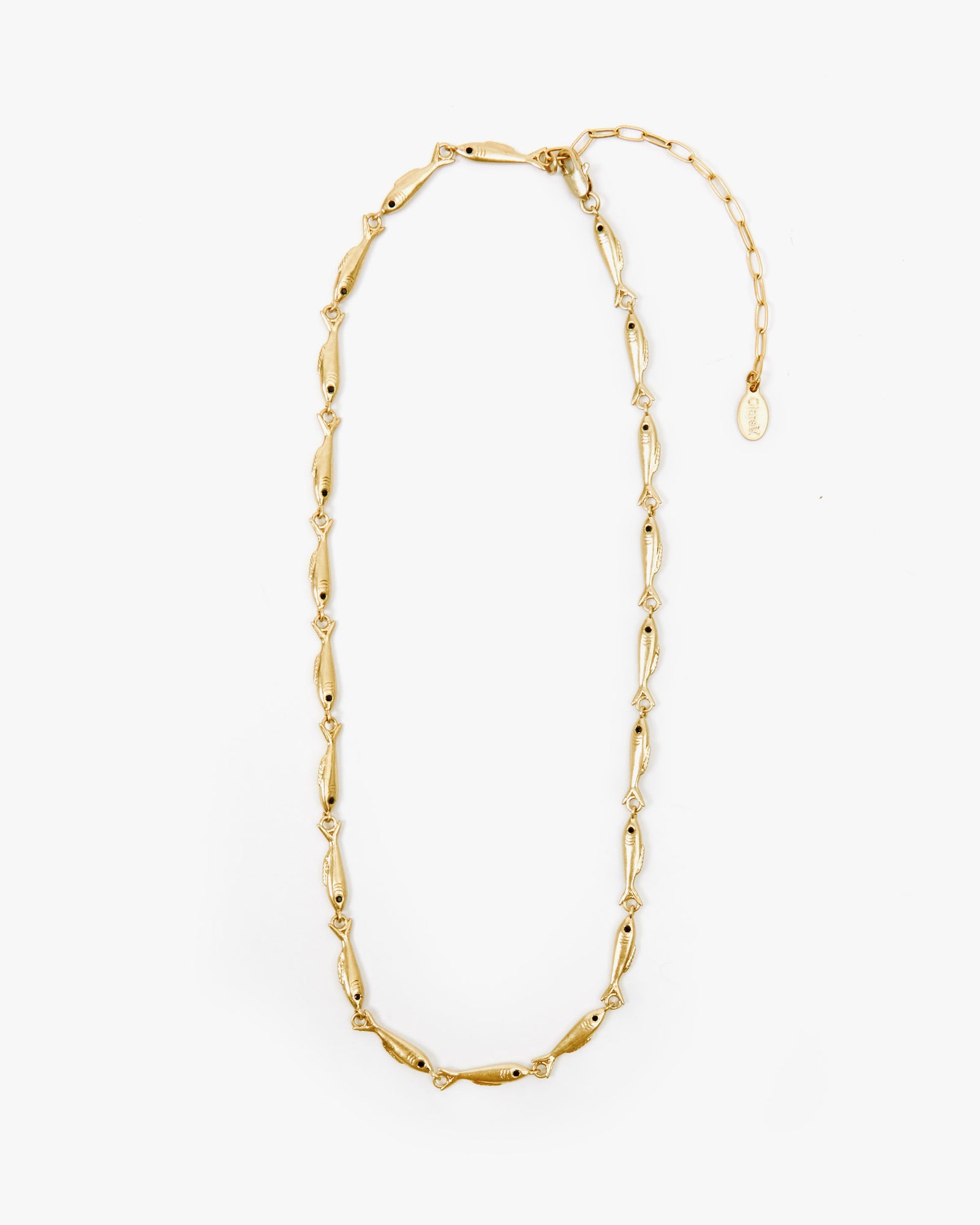 flat image of the vintage gold Sardine Chain Necklace, showing the 3 inch extender