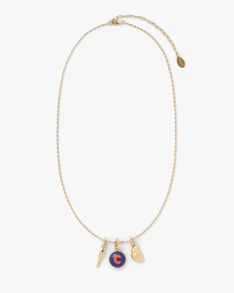 Sardine Charm on Barrel Chain Necklace