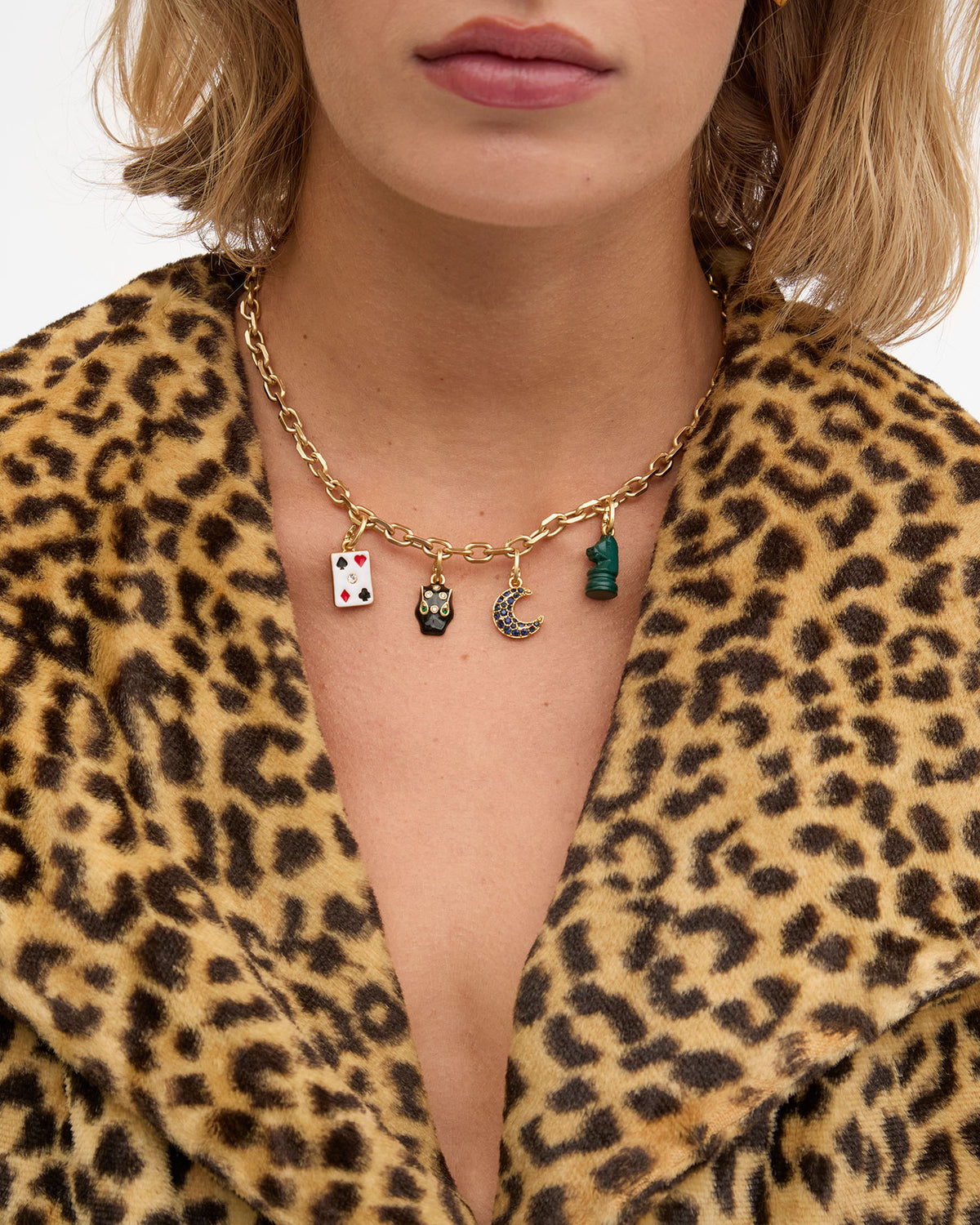 Carte Charm on Charm Chain Necklace