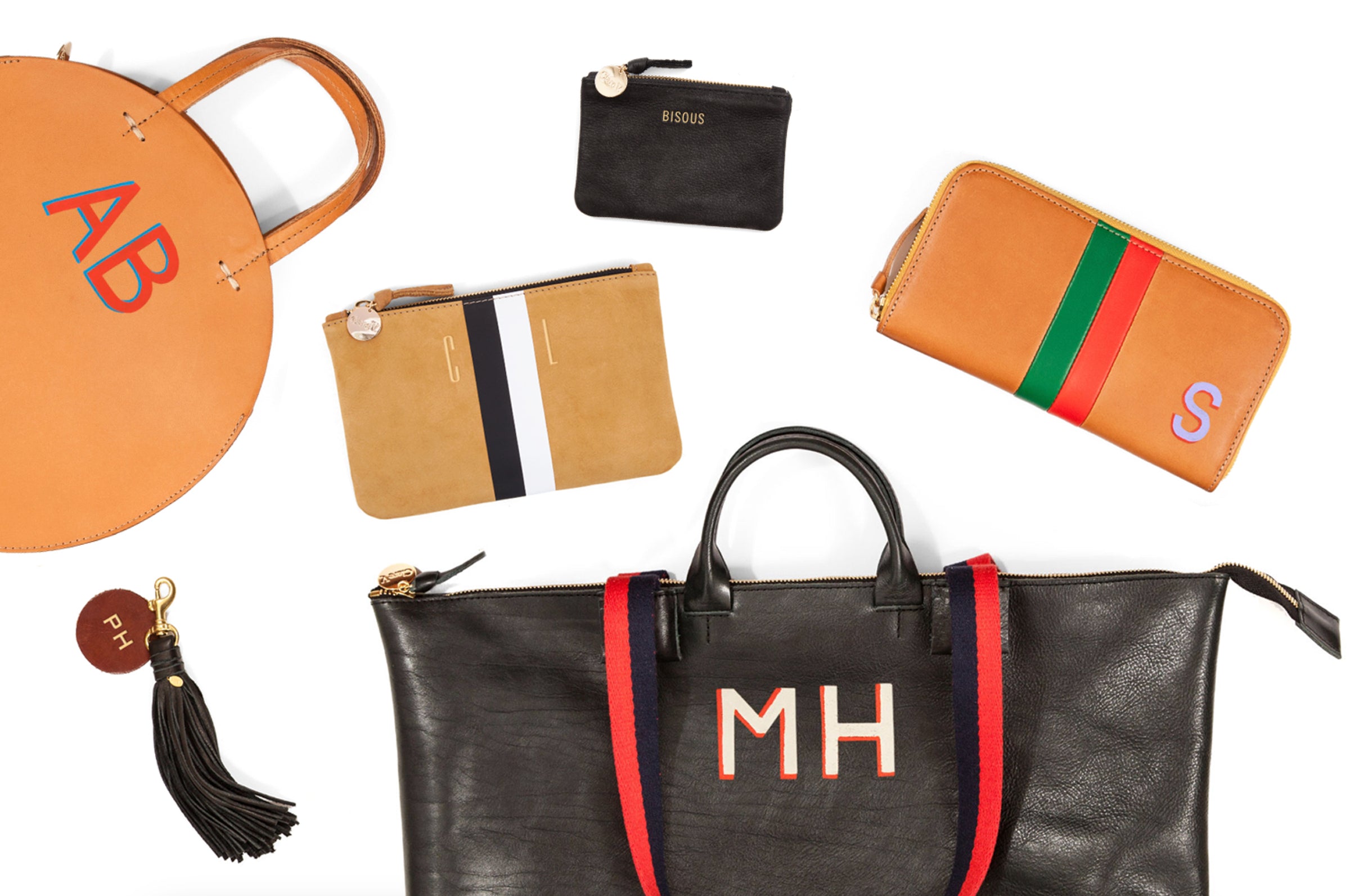 Assortment of monogrammed items.