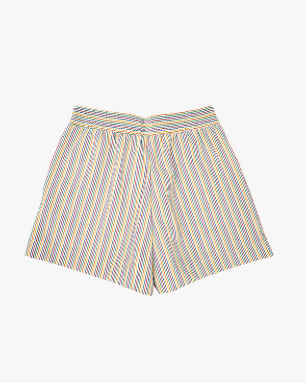 Back Flat of the Steven Alan Shorts in Multi Stripe Seersucker