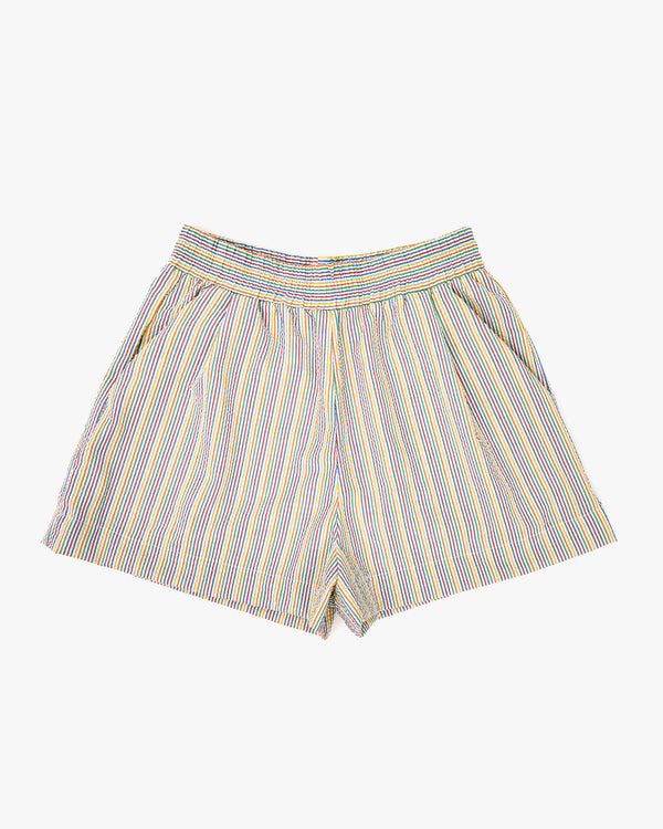 Front Flat of the Steven Alan Shorts in Multi Stripe Seersucker