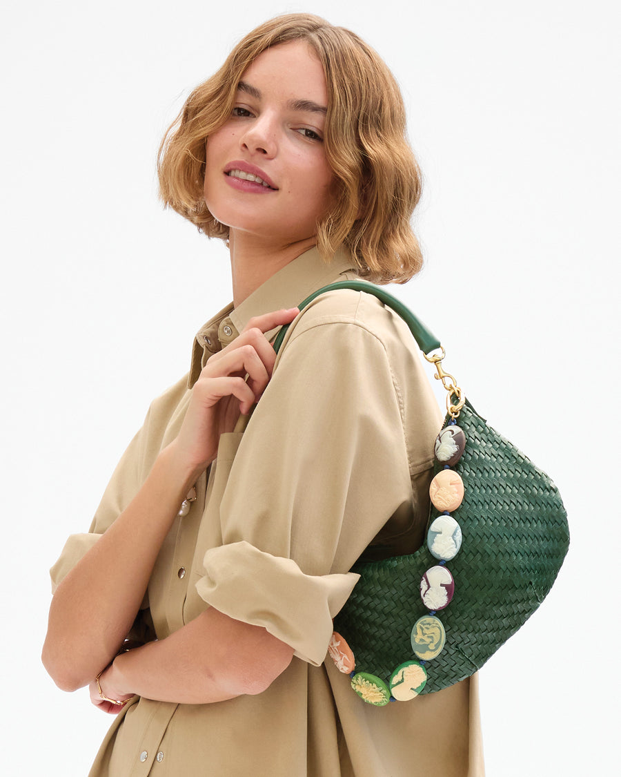 Cameo Strap on Evergreen Zig Zag Woven Petit Moyen