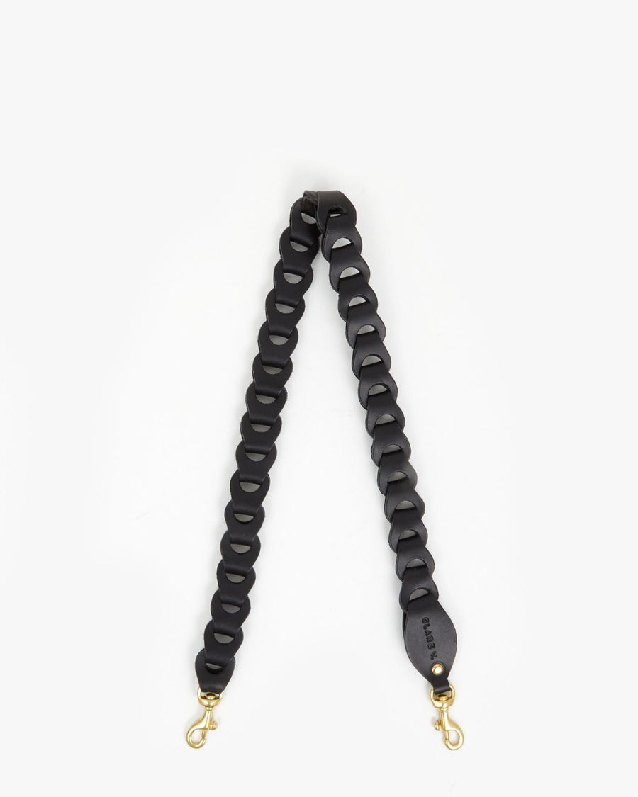 Black Veg Leather Link Shoulder Strap 