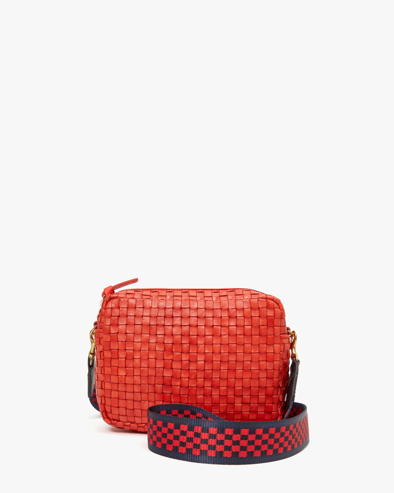 Clare V. Shoulder Strap Navy & Red Checker Webbing