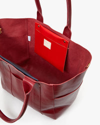 Interior View of Oxblood Rustic Le Slim Box Tote