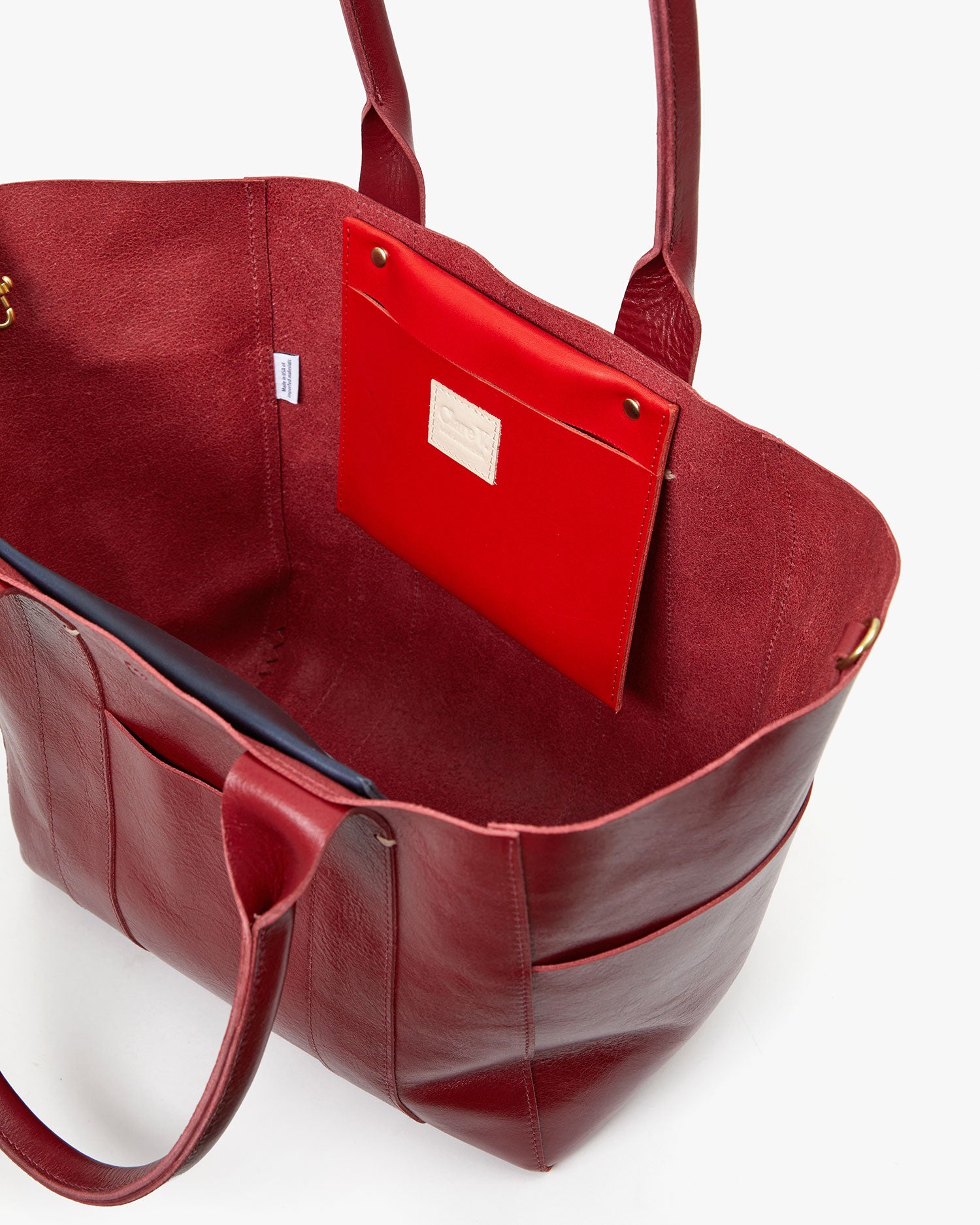 Interior View of Oxblood Rustic Le Slim Box Tote