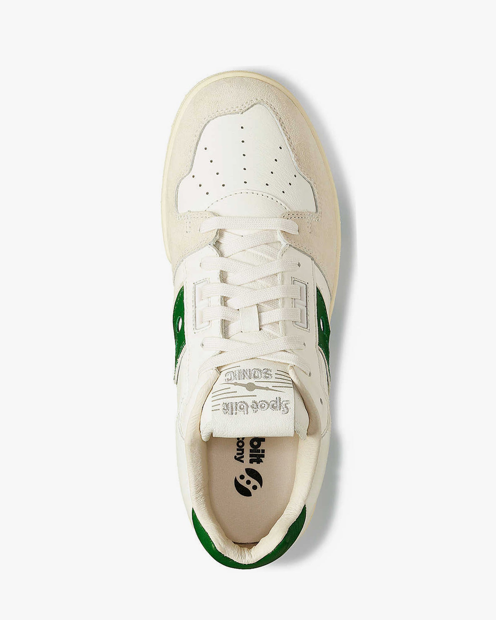 top view of the Saucony Sonic Low Sneakers in Green and Beige