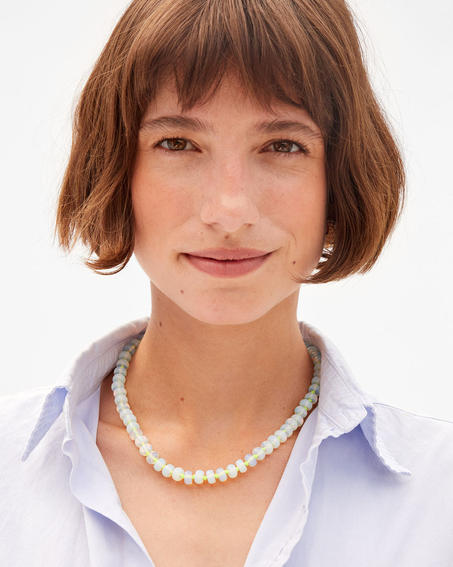 Stone Slice Necklace on Kathie