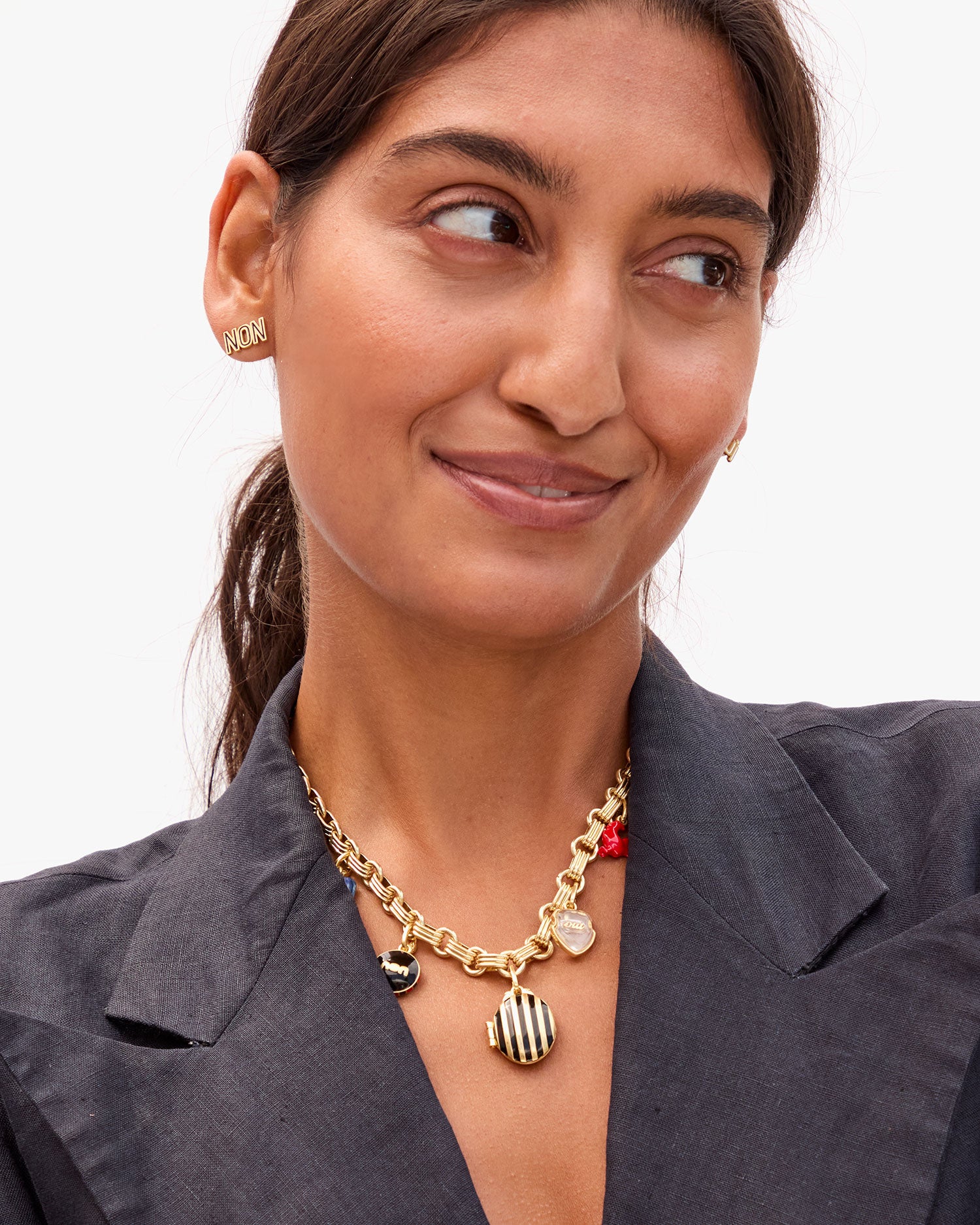 Oui Non Charm on Le Story Necklace