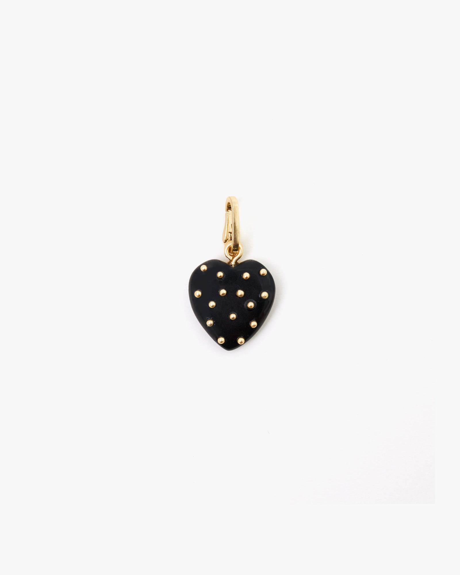 Black Onyx Studded Stone Heart Charm