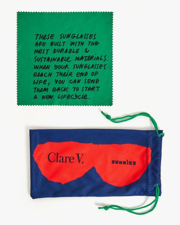 soft case and cleaning cloth for the Clare V. Heather Sunglasses