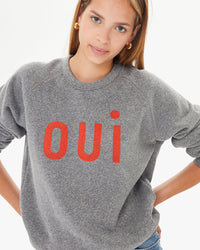 Clare V Sweatshirt In Marigold W/lips - Cv Exclusive