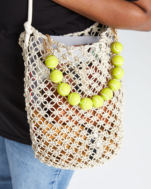 Neon Yellow Tennis Ball Collar on the Cream Georgette