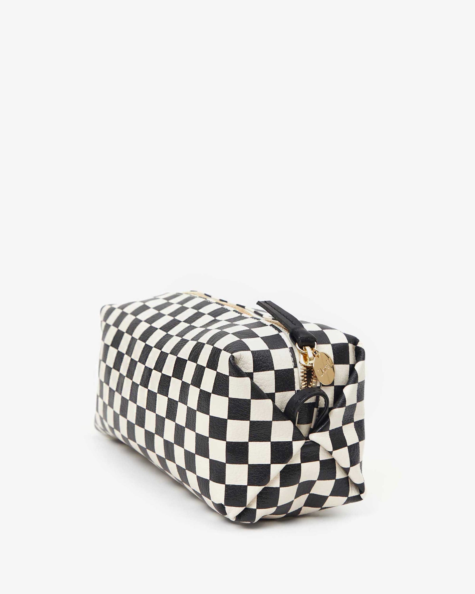 side image of the Black & Cream Checkers Toiletry Case