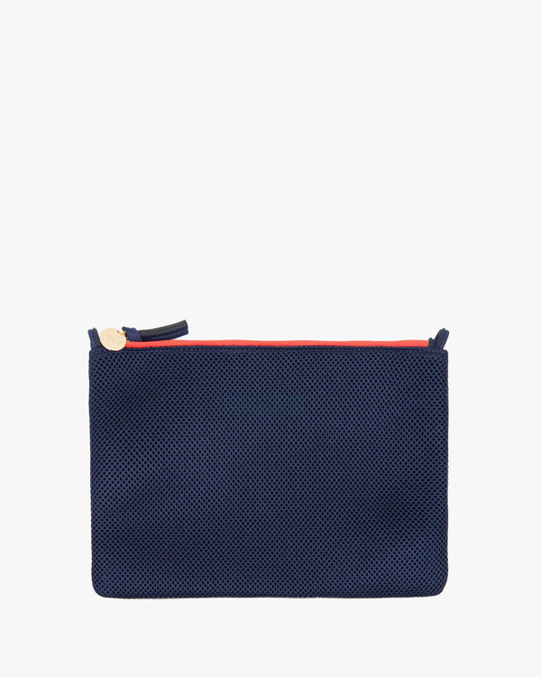 Navy Mesh Flat Clutch with tabs that comes with the Navy Liberez Les Sardines Trucker Beach Tote.