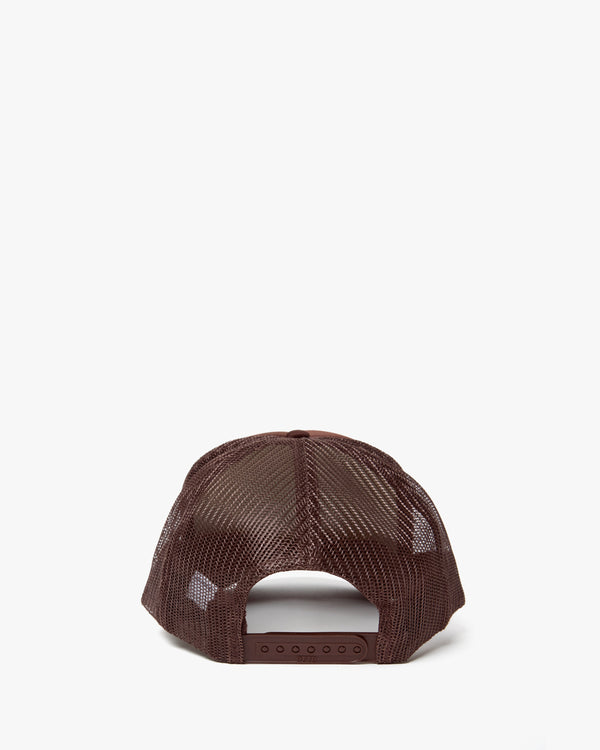Back of the Chocolate Beaucoup Cool Trucker Hat. 