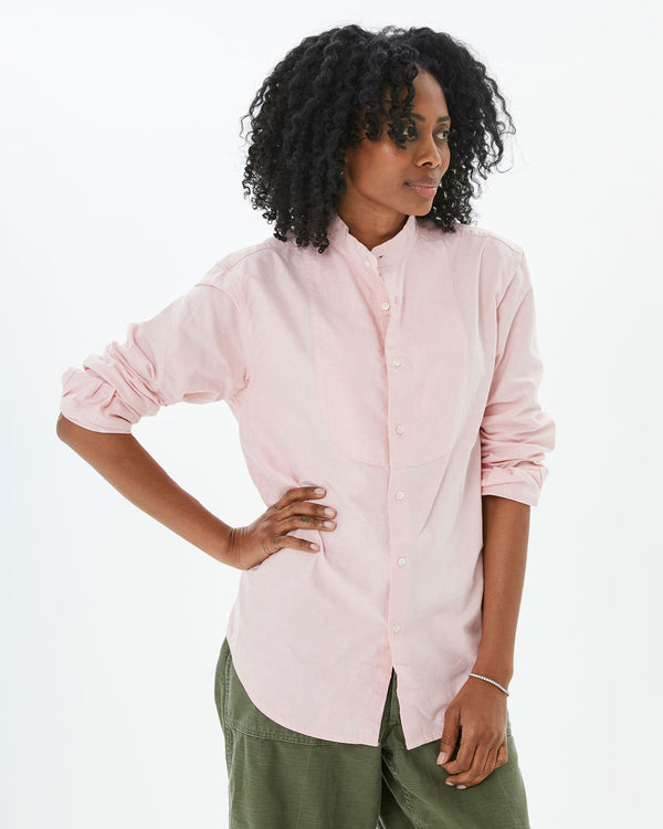Mecca wearing the Steven Alan  Tux Shirt  In Salmon with army green pants
