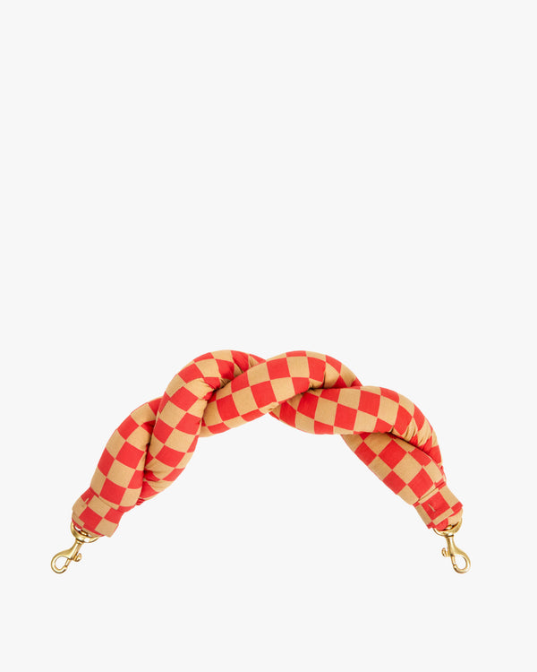 Poppy & Khaki Checker Twisted Puff Top Handle