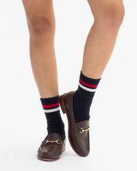 Varsity Cashmere Crew Socks with shoes