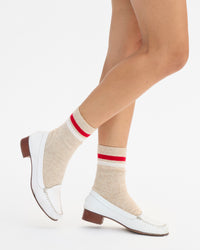 Varsity Cashmere Crew Socks with shoes