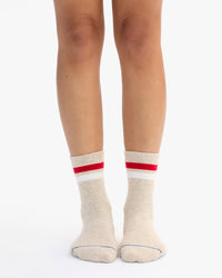 Varsity Cashmere Crew Socks on model