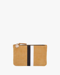 Camel with Black & Cream Stripes Wallet Clutch - Front