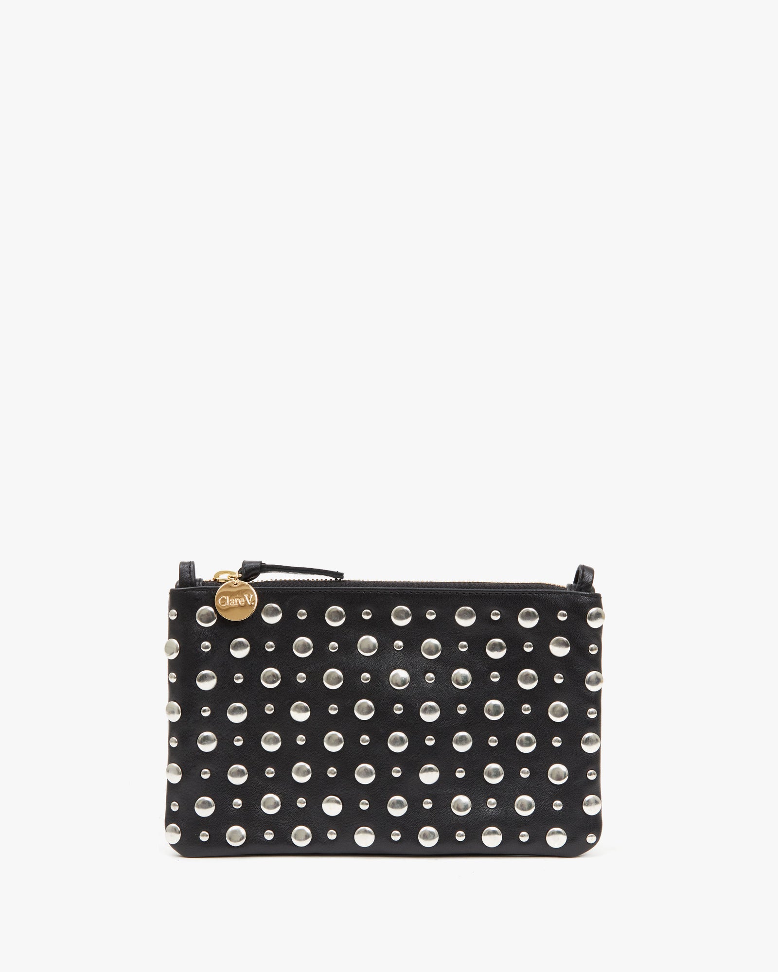 Clare V. Wallet Clutch with Tabs Black Silver Studs